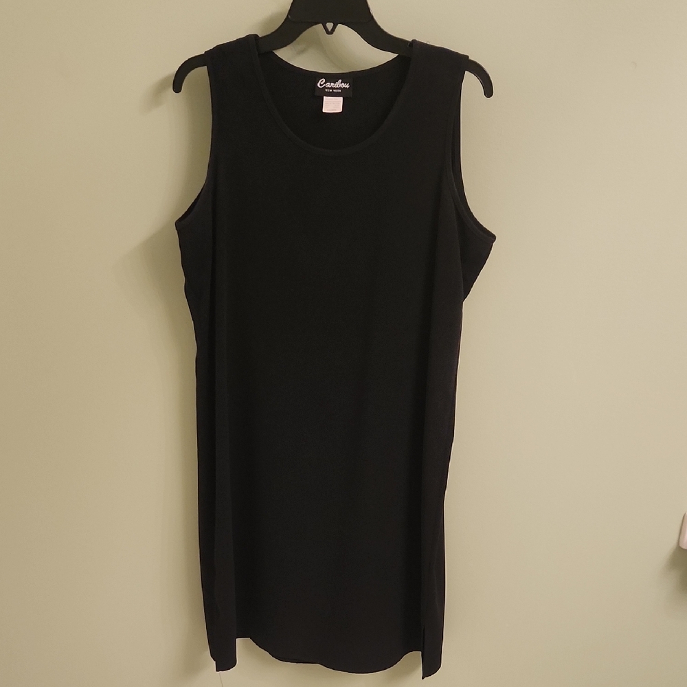 Vintage Black Sleeveless Midi Dress